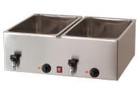 Elektro-Bain-Marie 2 x GN 1/1 H=150 mm mit Ablaufhahn 690 x 540 x 250 mm
