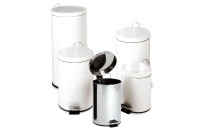 Treteimer, 5 l, rund, mit Inneneimer, Metall weiß