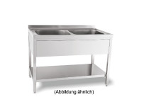 Spültisch mit 50 mm Aufkantung mit Ablageboden 2 Becken