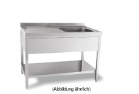 Spültisch mit 50 mm Aufkantung mit Ablageboden 2 Becken links