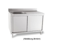 Spülschrank mit 50 mm Aufkantung mit Schiebetüren 1 Becken rechts
