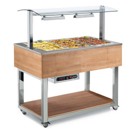 Büfett-Element Bain-Marie Wanne 1169 mm GN 3/1 Vollverkleidung Kirsche hell